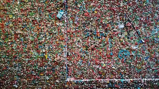 A wall filled with chewed gum